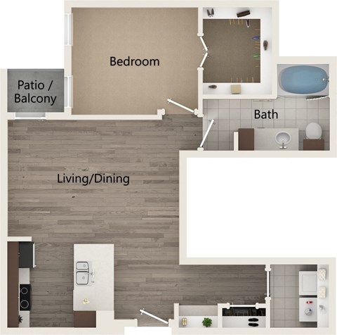 Pet-Friendly Apartments in Sandy Springs – Arabelle Perimeter -  floorplan of our one bedroom G